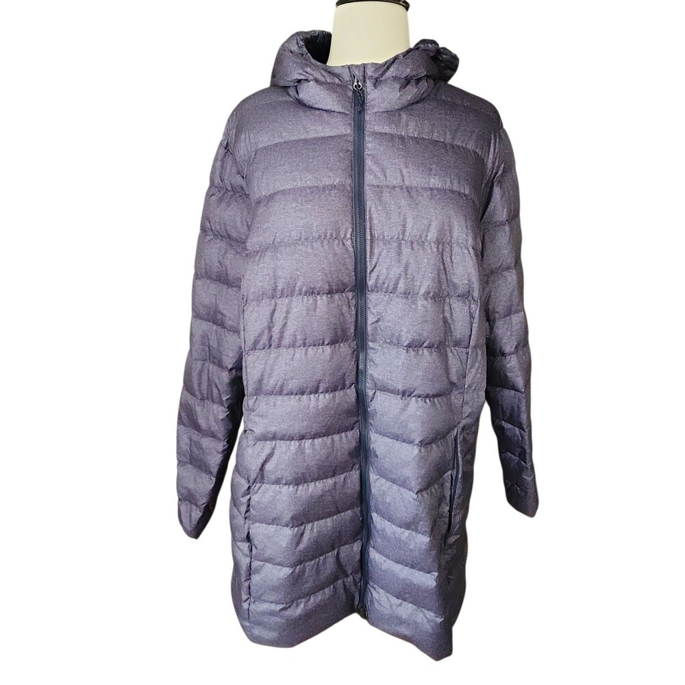 Eddie Bauer Puffer Down Coat Womens XXL Navy Outdoors EB650 Quilted Packable